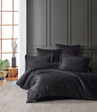 Lenjerie de pat din bumbac Satinat Evans Negru, 200 x 220 cm