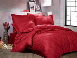Lenjerie de pat din bumbac Satinat Samara Rosu, 200 x 220 cm