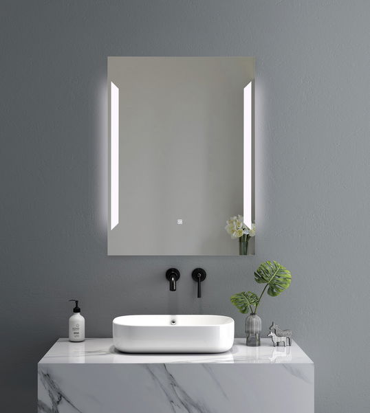 BATHZONE, Oglinda Baie Dafne 19 cu Iluminare Led si Touch Senzor, IP44, 6500K, 800LM, Dreptunghiulara l60xH80 cm