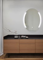 BATHZONE, Oglinda Baie Ylang 05 cu Iluminare Led si Touch Senzor, IP44, 6500K, 800LM, Ovala l60xH80 cm