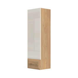 Cabinet suspendat din pal si MDF, cu 1 usa, Gala Bej / Nuc Pacific, l35xA30xH115 cm