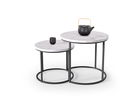 Set 2 mese de cafea din MDF si metal, Ovidio Marmura / Negru, Ø53xH45 / Ø43xH35 cm
