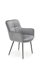 Scaun tapitat cu stofa si picioare metalice, Kai-463 Velvet Gri / Negru, l59xA64xH87 cm