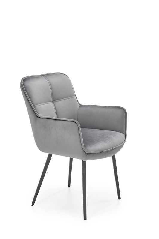 Scaun tapitat cu stofa si picioare metalice, Kai-463 Velvet Gri / Negru, l59xA64xH87 cm