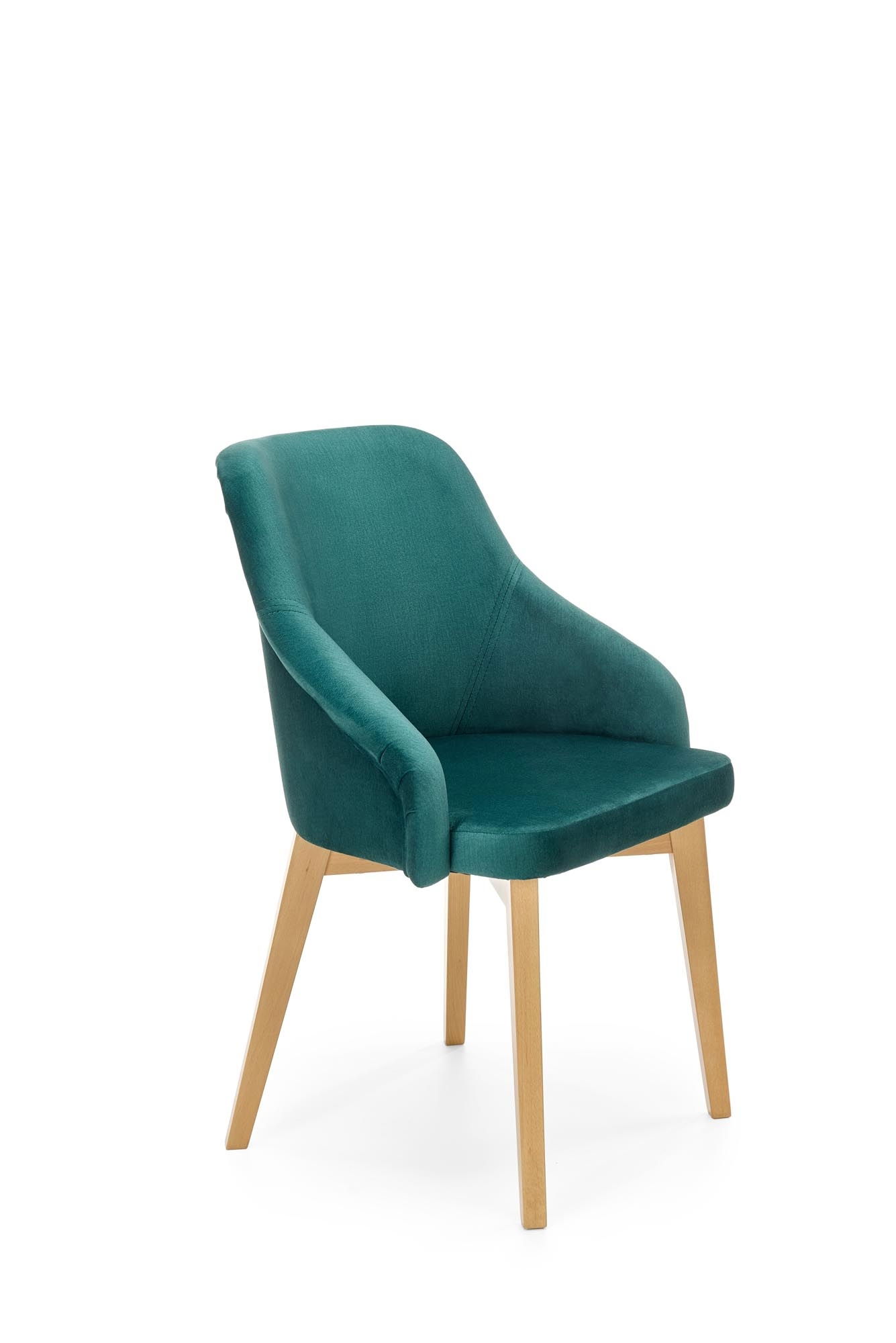Scaun tapitat cu stofa si picioare din lemn de fag, Torrell II Velvet Petrol / Stejar, l57xA56xH86 cm