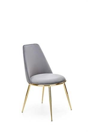 Scaun tapitat cu stofa si picioare metalice, Kai-460 Velvet Gri / Auriu, l49xA54xH84 cm