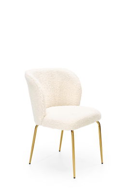 Scaun tapitat cu stofa si picioare metalice, Kai-474 Crem / Auriu, l54xA64xH80 cm