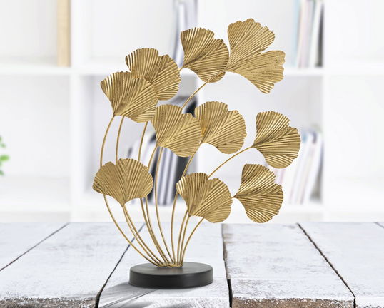 Decoratiune metalica Wind Leaves Auriu / Negru, l35,5xA14xH43 cm