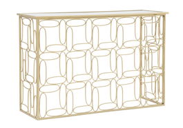 Consola din metal si sticla, Bubbles Auriu, l120xA40xH81 cm