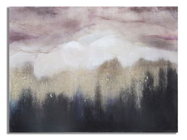 Tablou pictat manual, Pink Mountain Multicolor, 80 x 60 cm