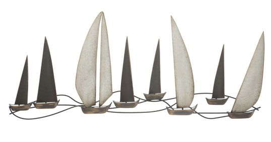 Decoratiune metalica de perete, Regata Multicolor, l119xA3xH51 cm