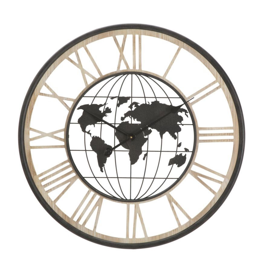 Ceas de perete Dark World Natural / Negru, Ø70 cm