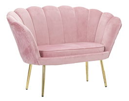 Canapea fixa tapitata cu stofa, 2 locuri Vienna Velvet Roz, l130xA74xH84 cm