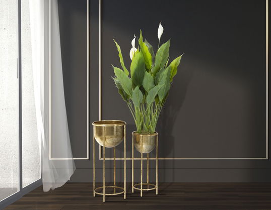 Set 2 suporturi ghivece din metal, Glam Coppia Auriu, Ø27xH62 / Ø21,5xH52 cm