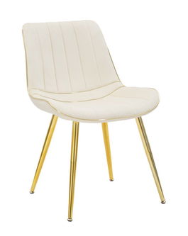 Set 2 scaune tapitate cu stofa si picioare metalice Paris Velvet Crem / Auriu, l51xA59xH79 cm