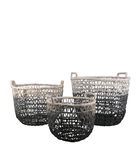 Set 3 cosuri pentru depozitare, din zambila de apa Trio Multicolor, Ø50xH45 cm / Ø45xH35 cm / Ø35xH27 cm