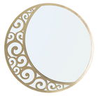 Oglinda decorativa cu rama metalica, Luna Astratta Auriu, Ø72 cm
