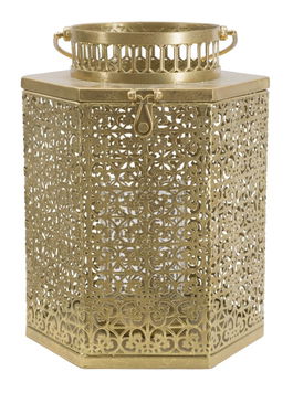Suport lumanare din metal si sticla, Goldy Tall Auriu, l25xA21xH33 cm
