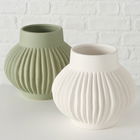 Set 2 vaze decorative din dolomita, Altena Alb / Verde, Modele Asortate, Ø18xH16 cm