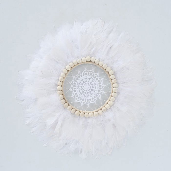 Decoratiune de perete Yama Alb / Natural, Ø50 cm
