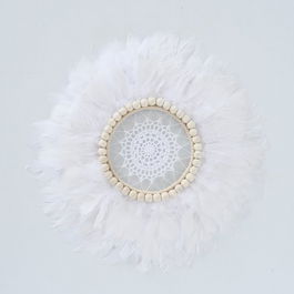 Decoratiune de perete Yama Alb / Natural, Ø50 cm