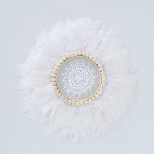 Decoratiune de perete Yama Alb / Natural, Ø50 cm