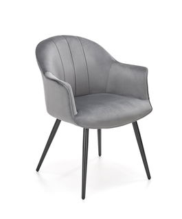 Scaun tapitat cu stofa si picioare metalice, Kai-468 Velvet Gri / Negru, l67xA62xH84 cm