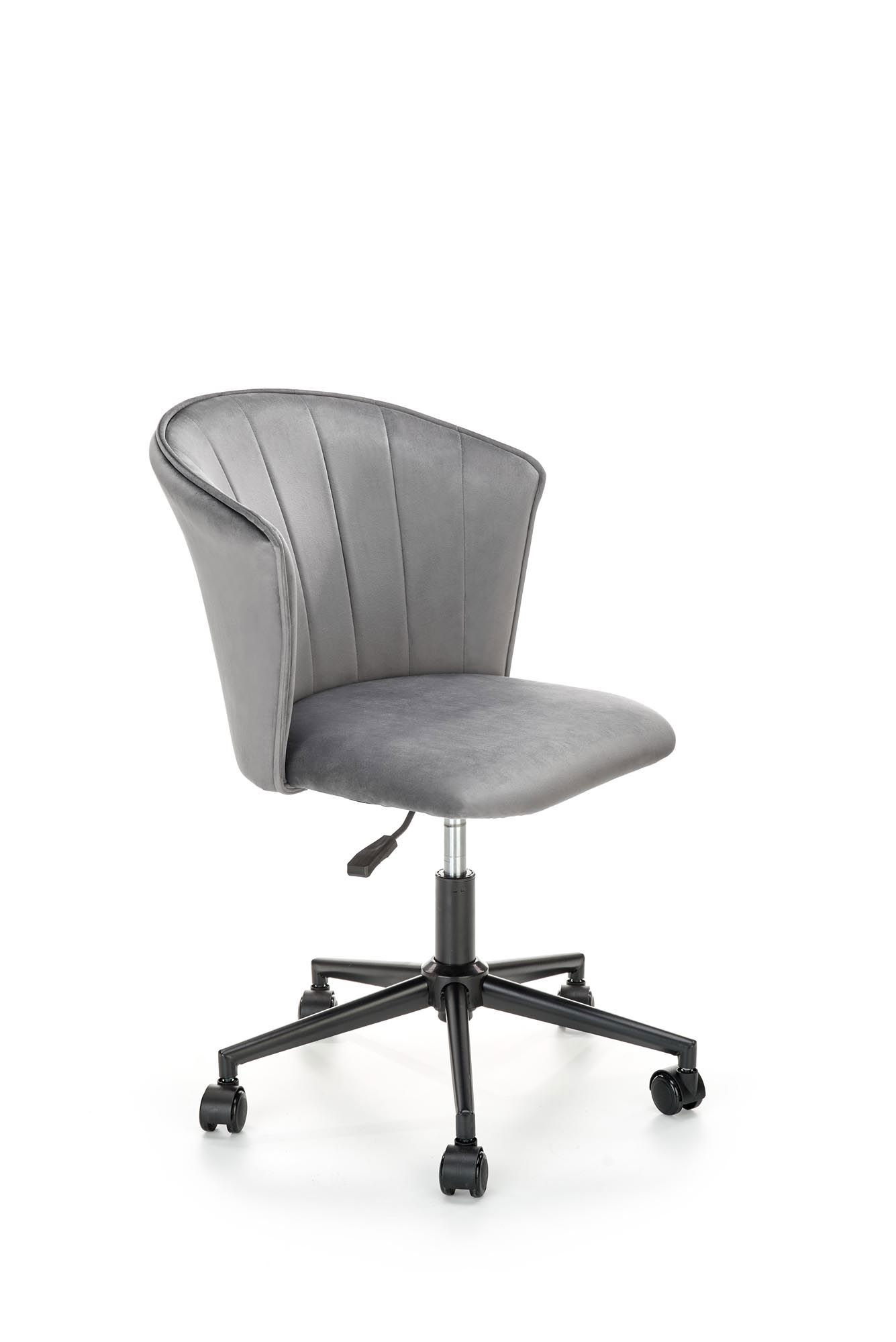 Scaun de birou tapitat cu stofa, Pasquale Velvet Gri / Negru, l55xA61xH77-87 cm