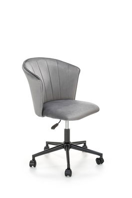 Scaun de birou tapitat cu stofa, Pasquale Velvet Gri / Negru, l55xA61xH77-87 cm