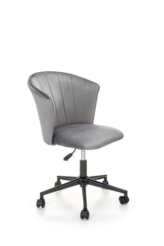 Scaun de birou tapitat cu stofa, Pasquale Velvet Gri / Negru, l55xA61xH77-87 cm