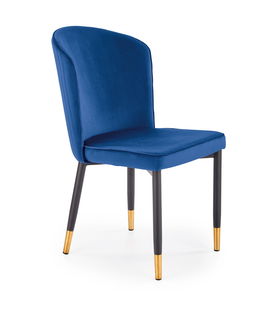 Scaun tapitat cu stofa si picioare metalice, Kai-446 Velvet Bleumarin / Negru / Auriu, l51xA55xH86 cm