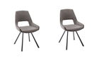 Set 2 scaune rotative tapitate cu stofa si picioare metalice, Bayoe Capuccino / Negru, l54xA60xH90 cm