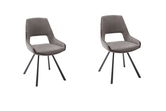 Set 2 scaune rotative tapitate cu stofa si picioare metalice, Bayoe Capuccino / Negru, l54xA60xH90 cm