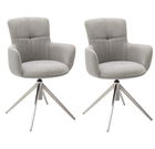 Set 2 scaune rotative tapitate cu stofa si picioare metalice, Mecana Gri / Crom, l60xA64x87 cm