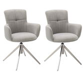 Set 2 scaune rotative tapitate cu stofa si picioare metalice, Mecana Gri / Crom, l60xA64x87 cm