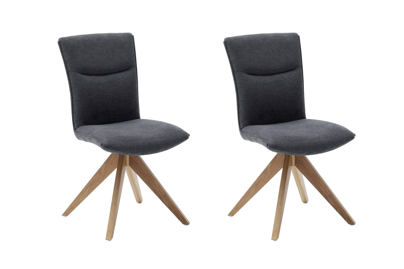 Set 2 scaune rotative tapitate cu stofa si picioare din lemn, Odense Antracit / Stejar, l50xA66x93 cm