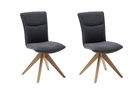 Set 2 scaune rotative tapitate cu stofa si picioare din lemn, Odense Antracit / Stejar, l50xA66x93 cm