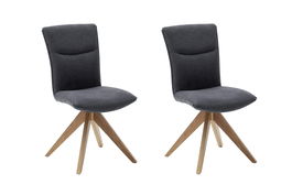 Set 2 scaune rotative tapitate cu stofa si picioare din lemn, Odense Antracit / Stejar, l50xA66x93 cm