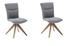 Set 2 scaune rotative tapitate cu stofa si picioare din lemn, Odense Gri / Stejar, l50xA66x93 cm