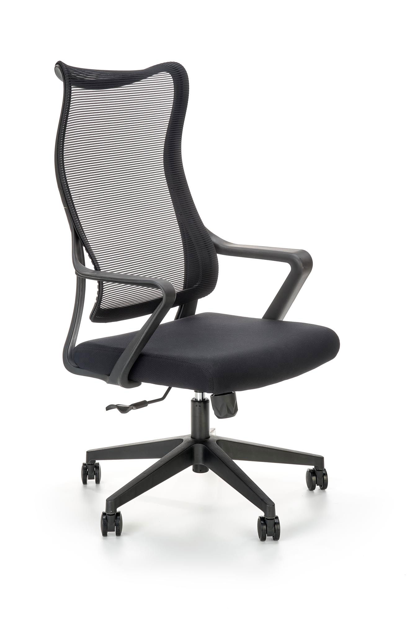 Scaun de birou ergonomic tapitat cu stofa, Lindon Negru, l61xA65xH113-123 cm