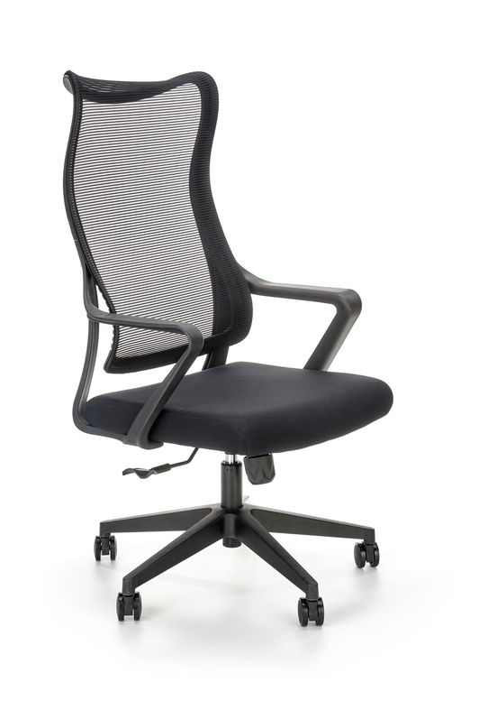 Scaun de birou ergonomic tapitat cu stofa, Lindon Negru, l61xA65xH113-123 cm