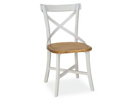 Scaun din lemn de pin, Lawrence Alb / Natural, l47xA42xH89 cm