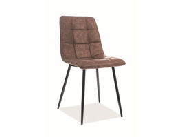 Scaun tapitat cu piele ecologica si picioare metalice, Lolek Maro / Negru, l45xA39xH89 cm