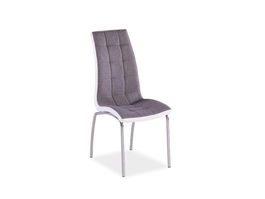 Scaun tapitat cu stofa si piele ecologica, cu picioare metalice, Han-104 Gri / Alb / Crom, l43xA43xH96 cm