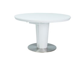 Masa extensibila din sticla, MDF si metal, Orelda II Alb, L120-160xl120xH76 cm
