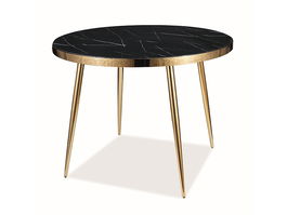 Masa rotunda din sticla si metal, Caitlyn Negru / Auriu, Ø100xH75 cm