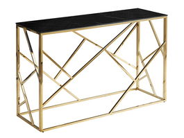 Consola din sticla si metal, Estacio C II Negru / Auriu, l120xA40xH78 cm