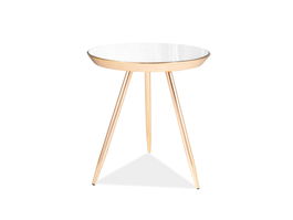 Masa de cafea din sticla si metal, Boreas C Auriu, Ø42xH46 cm