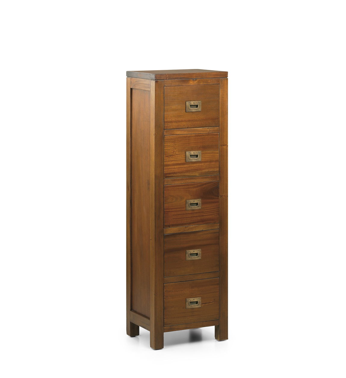 Cabinet din lemn si furnir, cu 5 sertare, Flamingo Small Nuc, l36xA30xH120 cm