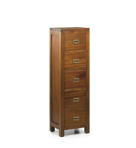 Cabinet din lemn si furnir, cu 5 sertare, Flamingo Small Nuc, l36xA30xH120 cm